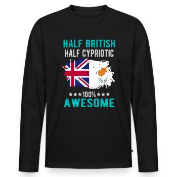 Halb Brite Halb Zyprer - Männer Premium Bio Langarmshirt - Schwarz - Vorne - Nico (187cm)
