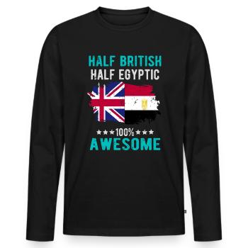 Half British Half Egyptian - Men's Premium Organic Long Sleeve Shirt - black - Front - Nico (187cm)