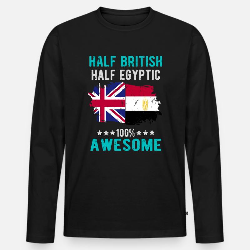 Halb Brite Halb Ägypter - Männer Premium Bio Langarmshirt - Schwarz
