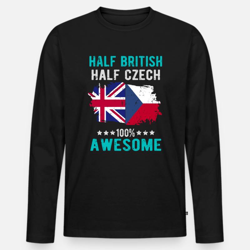 Halb Brite Halb Tscheche - Männer Premium Bio Langarmshirt - Schwarz