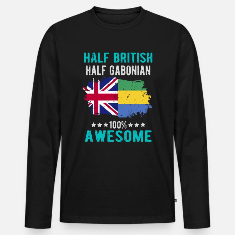 Halb Brite Halb Gabuner - Männer Premium Bio Langarmshirt - Schwarz