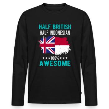 Moitié britannique moitié indonésienne - T-shirt manches longues Premium bio Homme - noir - Devant - Nico (187cm)