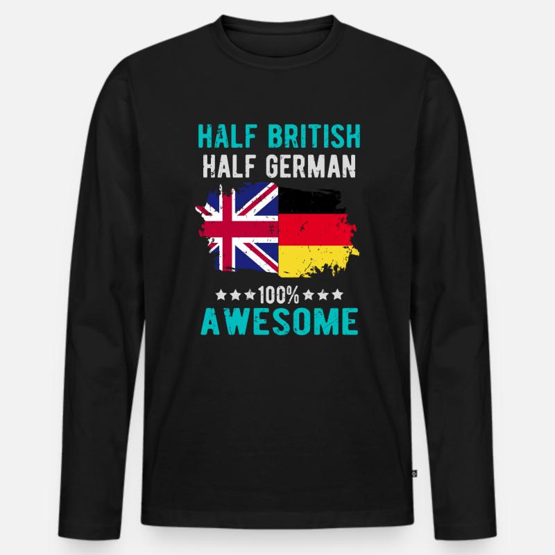 Halb Brite Halb Deutscher - Männer Premium Bio Langarmshirt - Schwarz