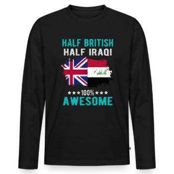 Half British Half Iraki - Men's Premium Organic Long Sleeve Shirt - black - Front - Nico (187cm)