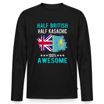 Moitié britannique moitié kazakh - T-shirt manches longues Premium bio Homme - noir - Devant - Nico (187cm)