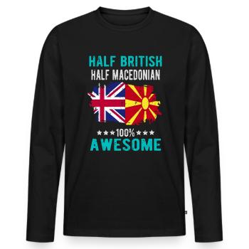 Half British Half Macedonian - Men's Premium Organic Long Sleeve Shirt - black - Front - Nico (187cm)