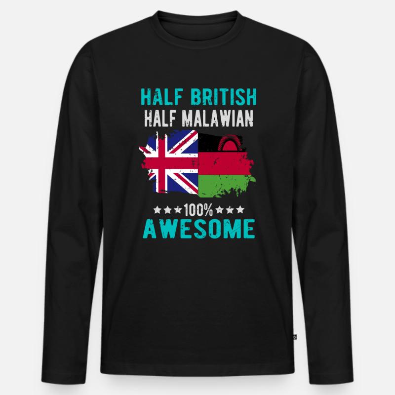 Halb Brite Halb Malawi - Männer Premium Bio Langarmshirt - Schwarz