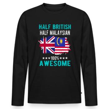 Moitié britannique moitié malaisien - T-shirt manches longues Premium bio Homme - noir - Devant - Nico (187cm)