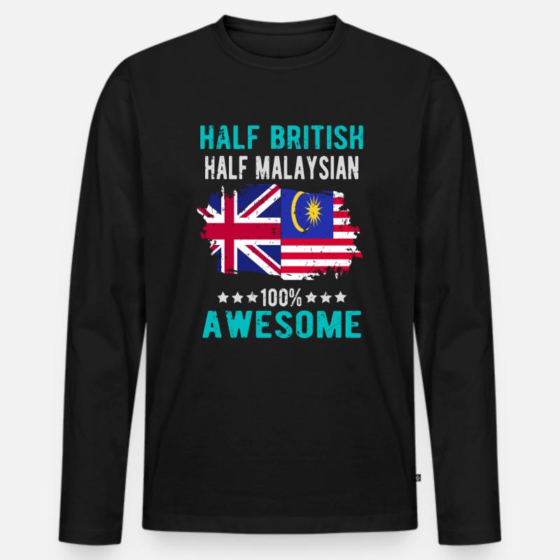 Halb Brite Halb Malaysier - Männer Premium Bio Langarmshirt - Schwarz