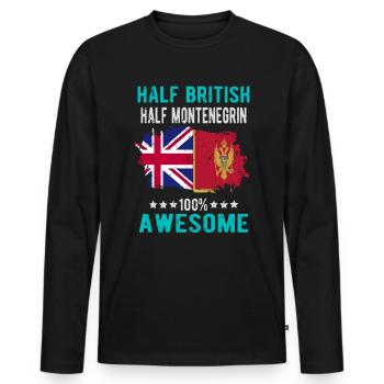Moitié britannique moitié monténégrin - T-shirt manches longues Premium bio Homme - noir - Devant - Nico (187cm)