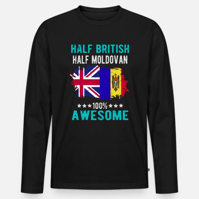 Halb Brite Halb Moldawier - Männer Premium Bio Langarmshirt - Schwarz