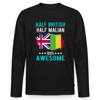 Moitié britannique moitié maliens - T-shirt manches longues Premium bio Homme - noir - Devant - Nico (187cm)
