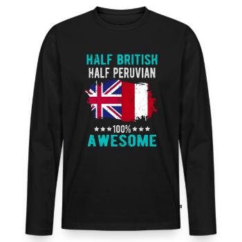 Half British Half Peruvian - Men's Premium Organic Long Sleeve Shirt - black - Front - Nico (187cm)