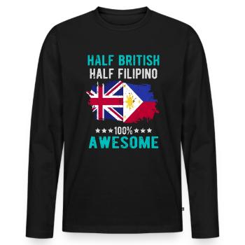 Half British Half Filipino - Men's Premium Organic Long Sleeve Shirt - black - Front - Nico (187cm)