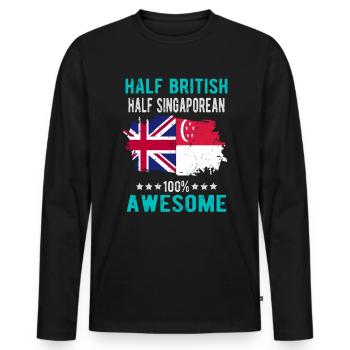 Moitié britannique moitié singapourien - T-shirt manches longues Premium bio Homme - noir - Devant - Nico (187cm)