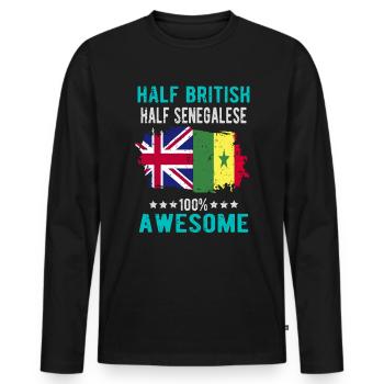 Moitié britannique moitié sénégalais - T-shirt manches longues Premium bio Homme - noir - Devant - Nico (187cm)
