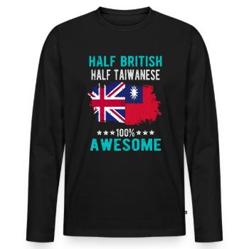 Moitié britannique moitié taïwanais - T-shirt manches longues Premium bio Homme - noir - Devant - Nico (187cm)