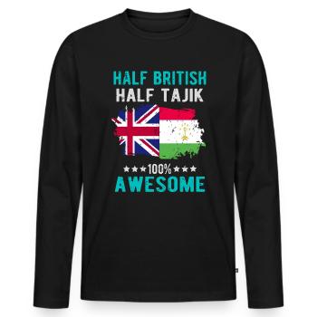 Moitié britannique moitié tadjik - T-shirt manches longues Premium bio Homme - noir - Devant - Nico (187cm)