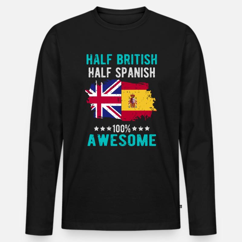 Halb Brite Halb Spanier - Männer Premium Bio Langarmshirt - Schwarz