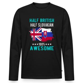 Moitié britannique moitié slovaque - T-shirt manches longues Premium bio Homme - noir - Devant - Nico (187cm)