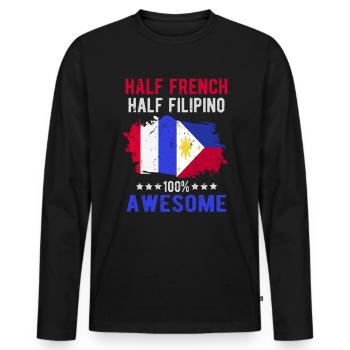 Moitié Français moitié philippin - T-shirt manches longues Premium bio Homme - noir - Devant - Nico (187cm)