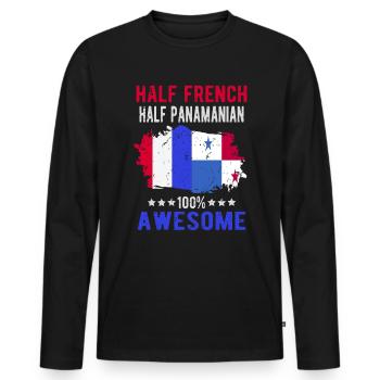 Moitié Français moitié Panamese - T-shirt manches longues Premium bio Homme - noir - Devant - Nico (187cm)