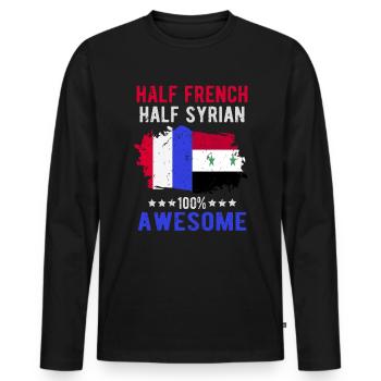 Moitié Français moitié syrien - T-shirt manches longues Premium bio Homme - noir - Devant - Nico (187cm)