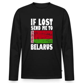 Belarus Flag Slogan - Men's Premium Organic Long Sleeve Shirt - black - Front - Nico (187cm)