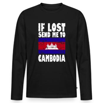 Drapeau du Cambodge Disant - T-shirt manches longues Premium bio Homme - noir - Devant - Nico (187cm)