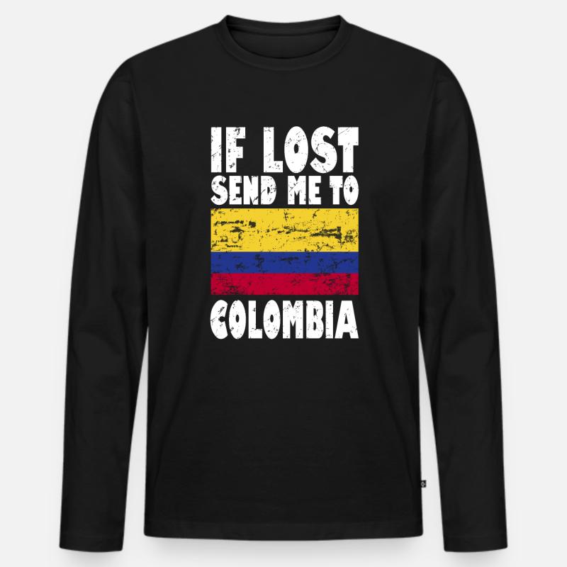 Kolumbien Flagge Spruch - Männer Premium Bio Langarmshirt - Schwarz