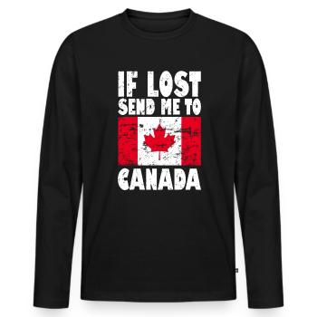 Drapeau du Canada - T-shirt manches longues Premium bio Homme - noir - Devant - Nico (187cm)