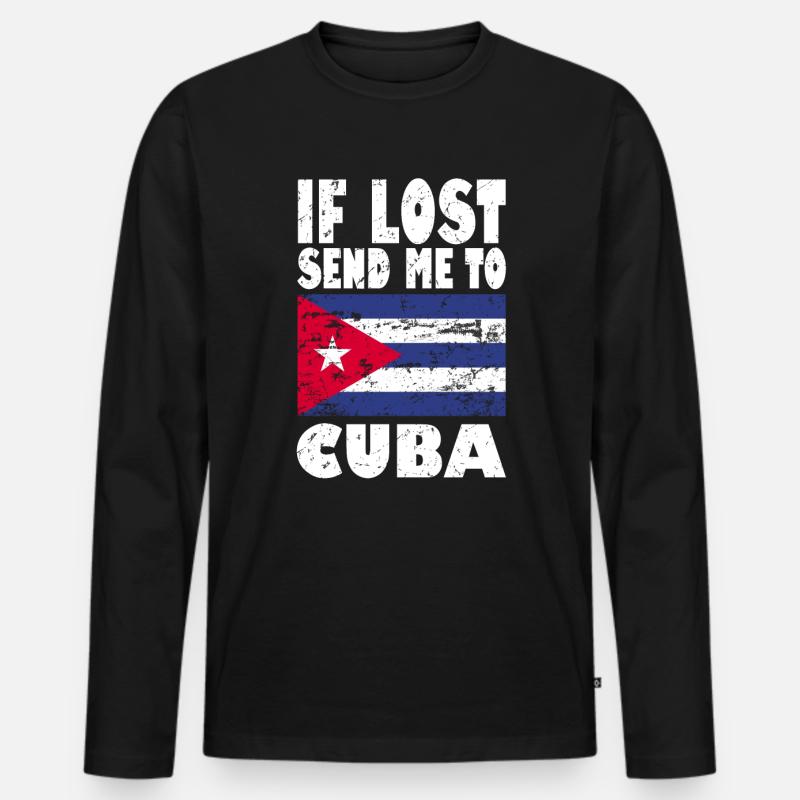 Drapeau de Cuba - T-shirt manches longues Premium bio Homme - noir