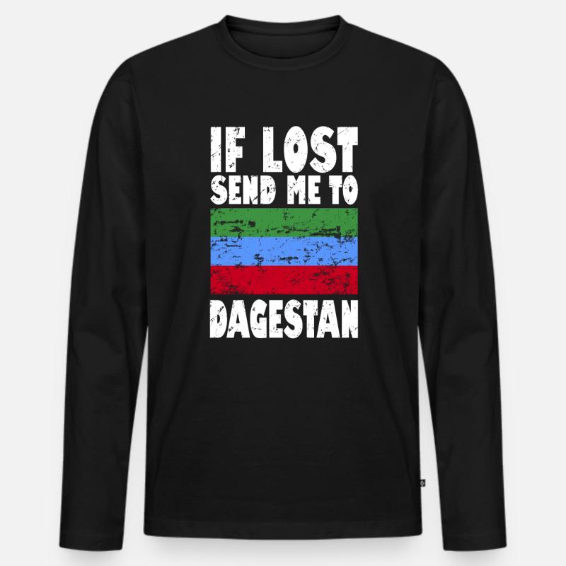 Dagestan Flagge Spruch - Männer Premium Bio Langarmshirt - Schwarz