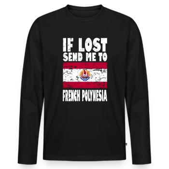 Français Drapeau de la Polynésie - T-shirt manches longues Premium bio Homme - noir - Devant - Nico (187cm)