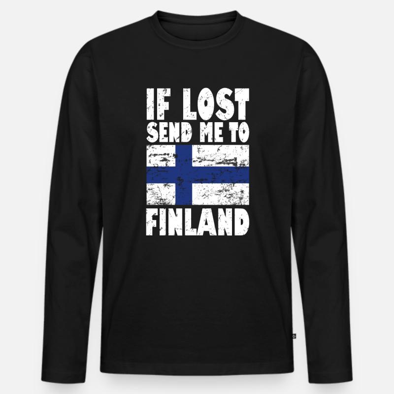 Finnland Flagge Spruch - Männer Premium Bio Langarmshirt - Schwarz