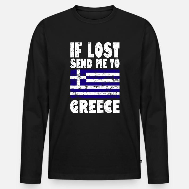 Griechenland Flagge Spruch - Männer Premium Bio Langarmshirt - Schwarz