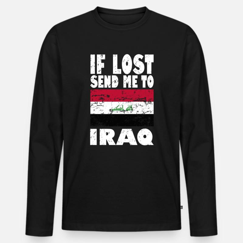 Irak Flagge Spruch - Männer Premium Bio Langarmshirt - Schwarz