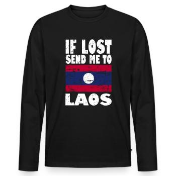 Drapeau du Laos - T-shirt manches longues Premium bio Homme - noir - Devant - Nico (187cm)