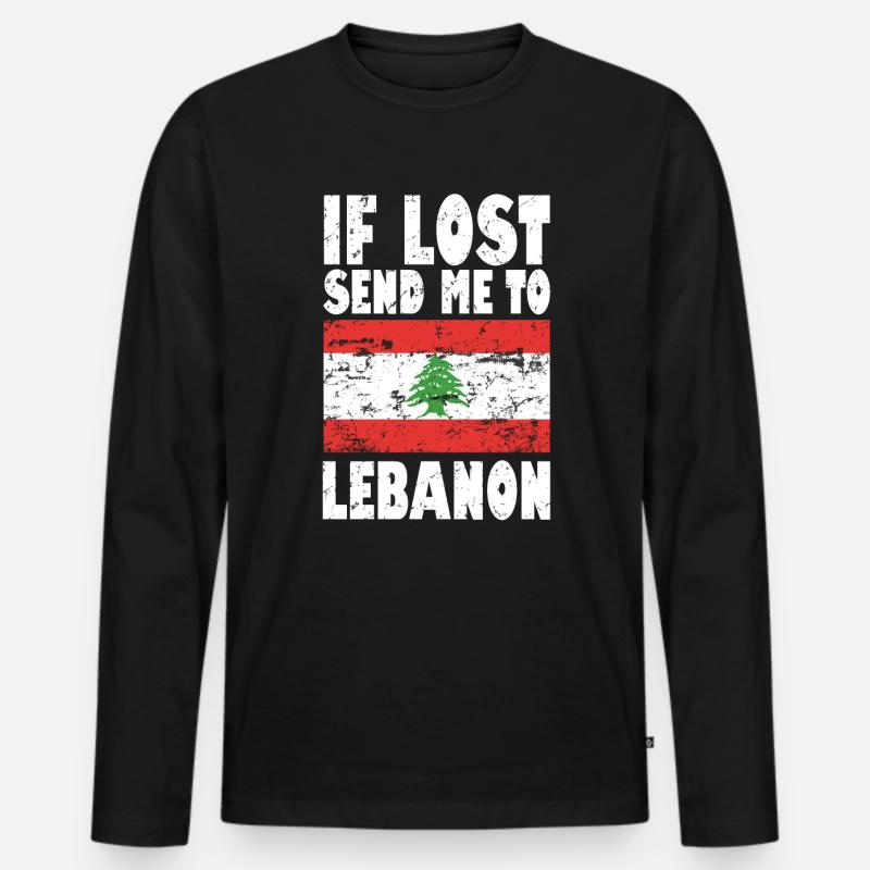 Libanon Flagge Spruch - Männer Premium Bio Langarmshirt - Schwarz