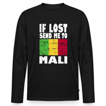 Slogan du drapeau du Mali - T-shirt manches longues Premium bio Homme - noir - Devant - Nico (187cm)