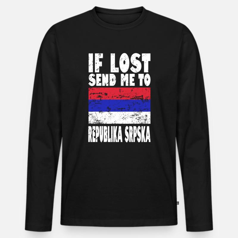 REPUBLIKA SRPSKA Flagge Spruch - Männer Premium Bio Langarmshirt - Schwarz
