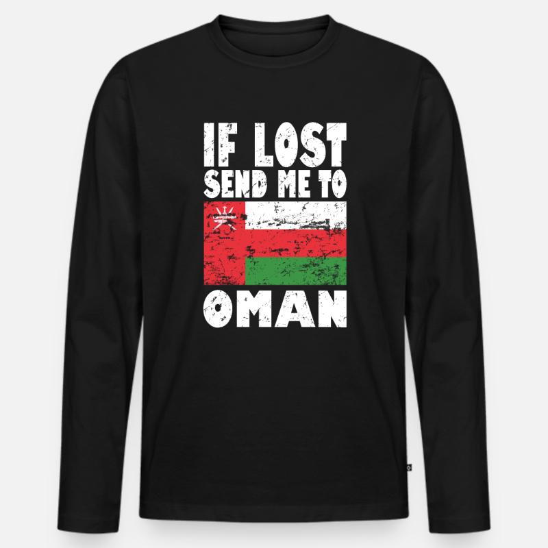 Oman Flagge Spruch - Männer Premium Bio Langarmshirt - Schwarz