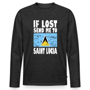 Saint Lucia Flag Saying - Men's Premium Organic Long Sleeve Shirt - heather anthracite - Front - Nico (187cm)