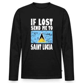 Saint Lucia Flag Saying - Men's Premium Organic Long Sleeve Shirt - black - Front - Nico (187cm)