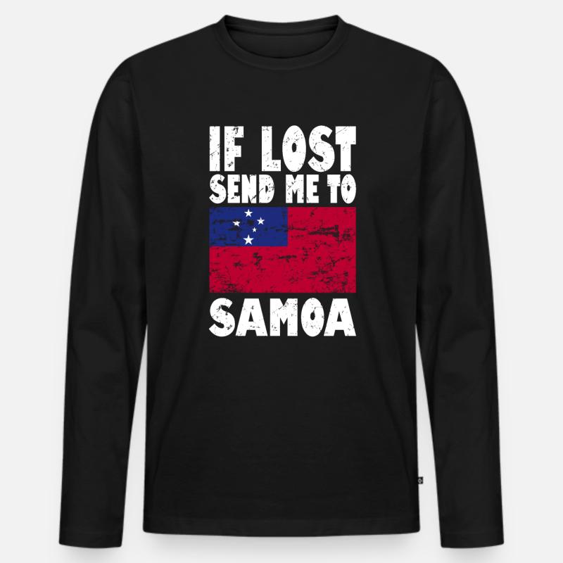 Samoa Flagge Spruch - Männer Premium Bio Langarmshirt - Schwarz