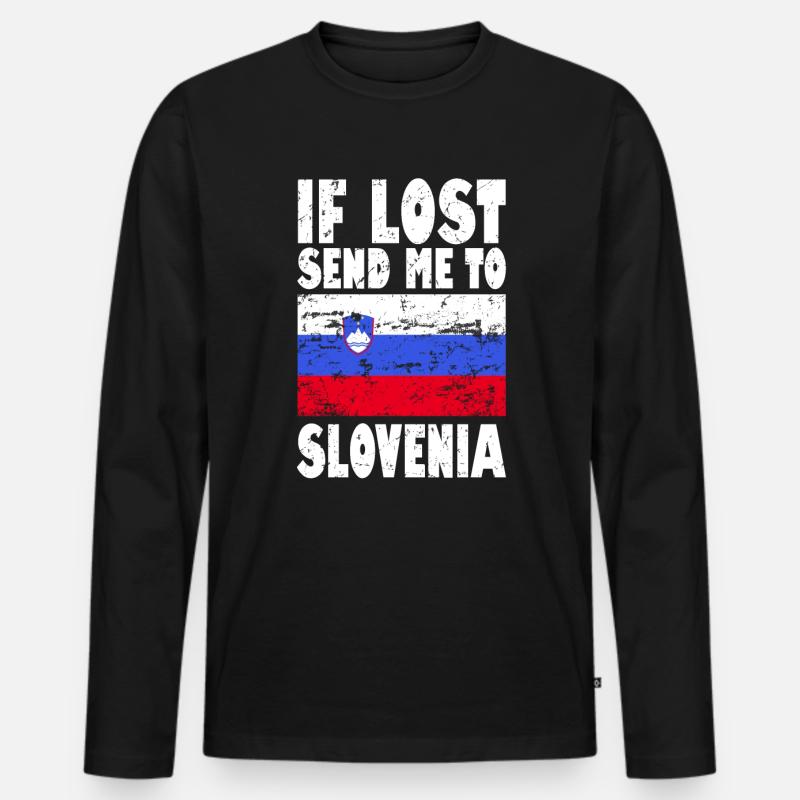 Slowenien Flagge Spruch - Männer Premium Bio Langarmshirt - Schwarz