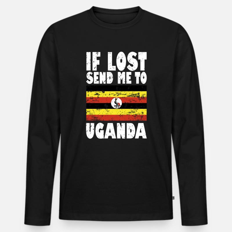Uganda Flagge Spruch - Männer Premium Bio Langarmshirt - Schwarz