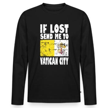 Vatican City Flag Saying - Men's Premium Organic Long Sleeve Shirt - black - Front - Nico (187cm)