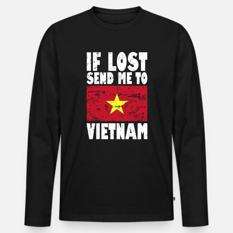 Vietnam Flagge Spruch - Männer Premium Bio Langarmshirt - Schwarz