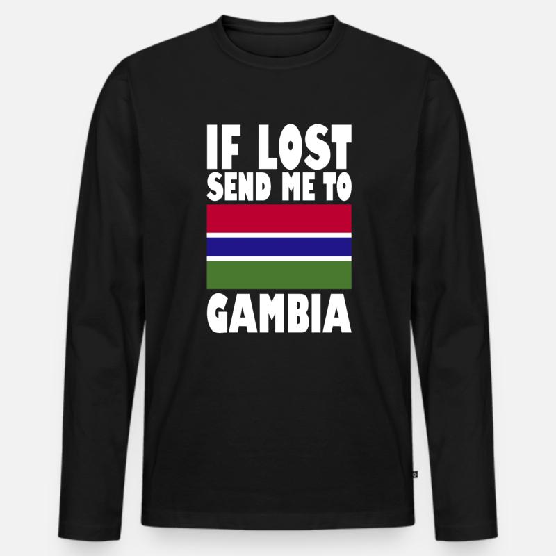 Gambia Flagge Spruch - Männer Premium Bio Langarmshirt - Schwarz